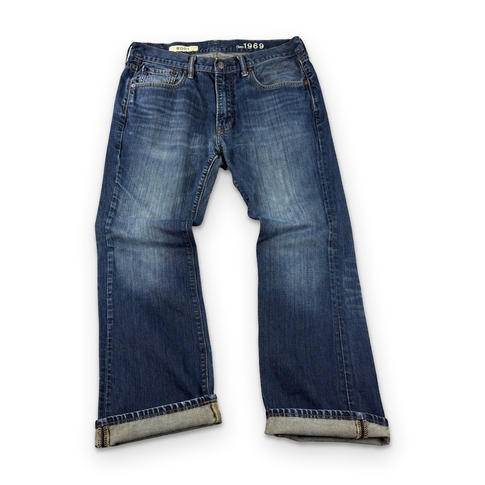 Gap 1969 Rockaway Low-rise Bootcut Jeans Mens 33x30 Fits 33x29 Blue Denim